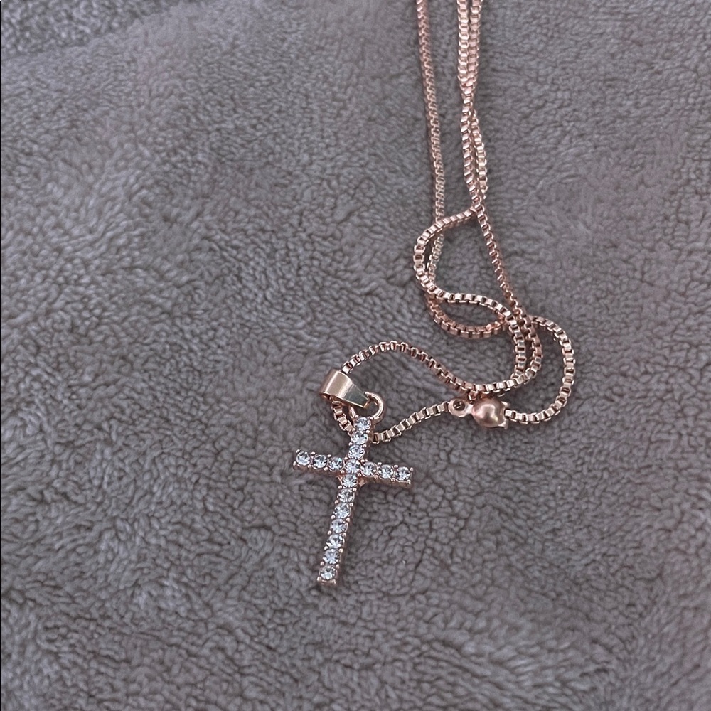 Dazzling Rose Gold Cross Pendant Necklace